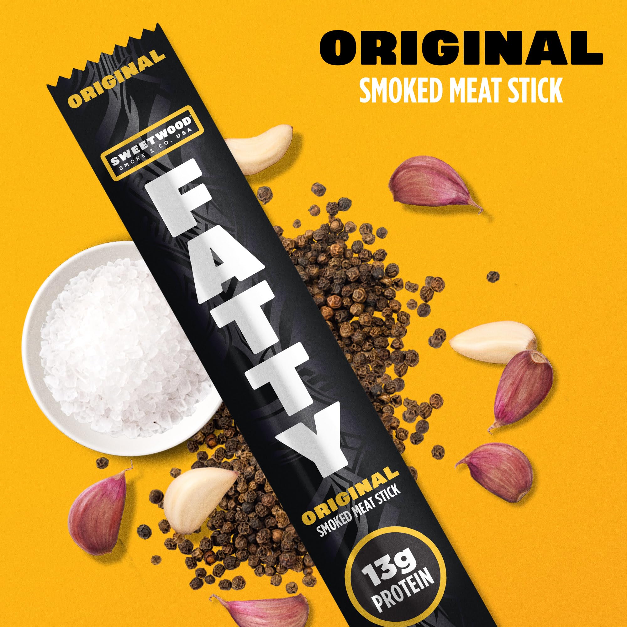 Fatty Meat Sticks 2oz snack on shelf for easy grab-and-go.