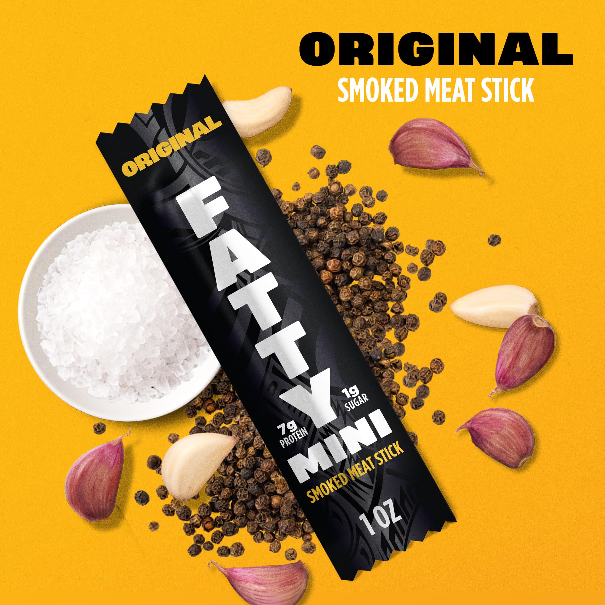 Fatty Mini Meat Sticks jalapeno-flavor closeup – bold heat with crunchy texture.