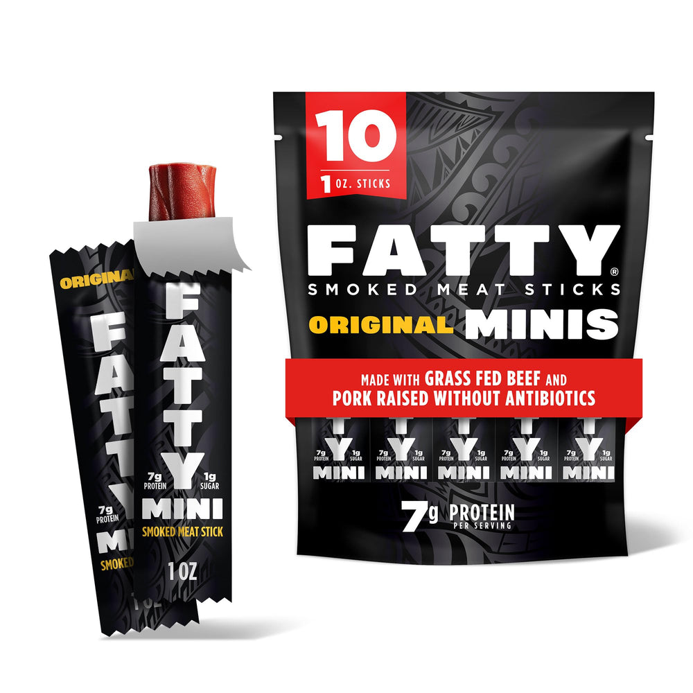 Fatty Mini Meat Sticks Original Pack 10 – convenient on-the-go protein.