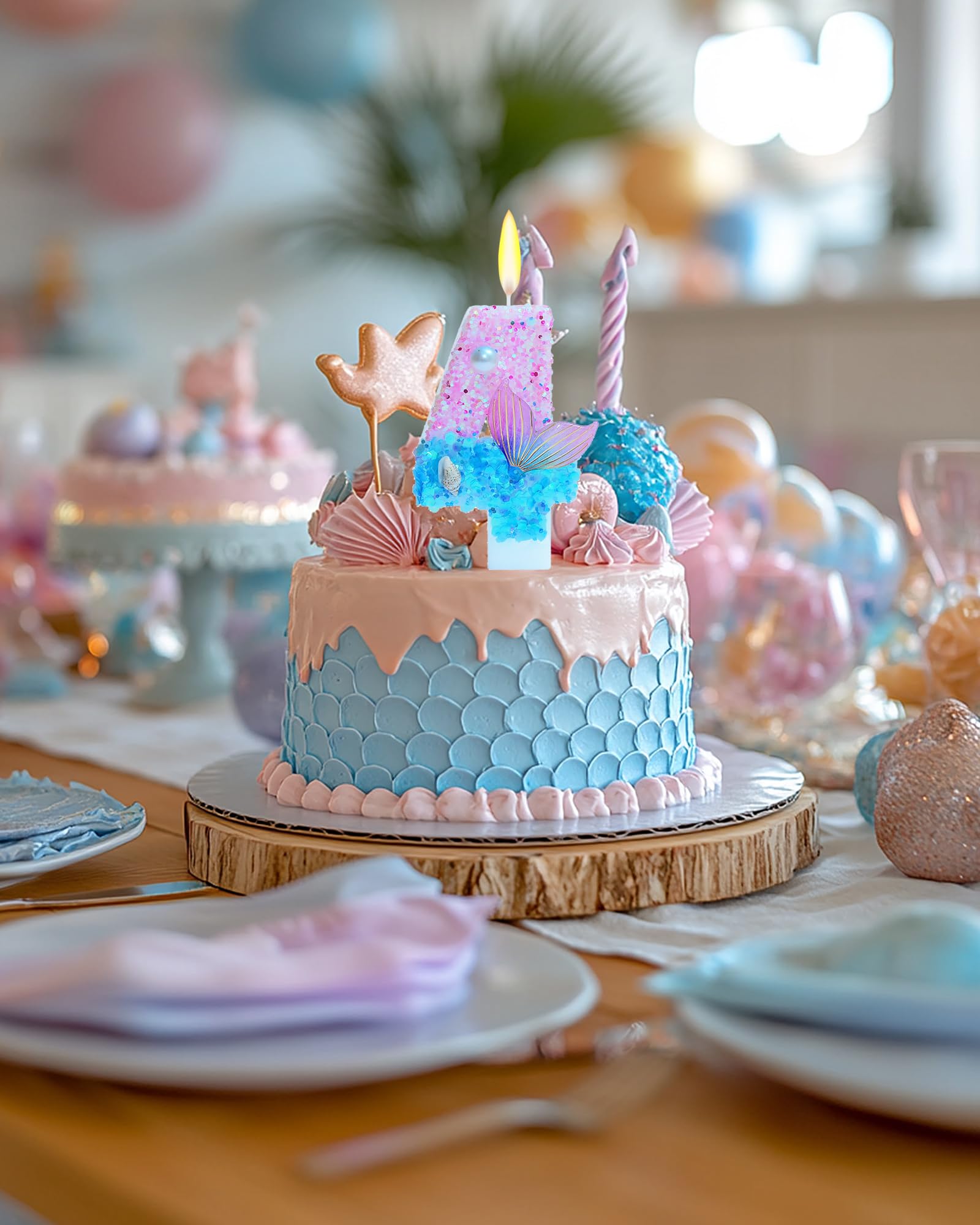 Fauaoy glitter-candles-mermaid shine under lights for festive moments