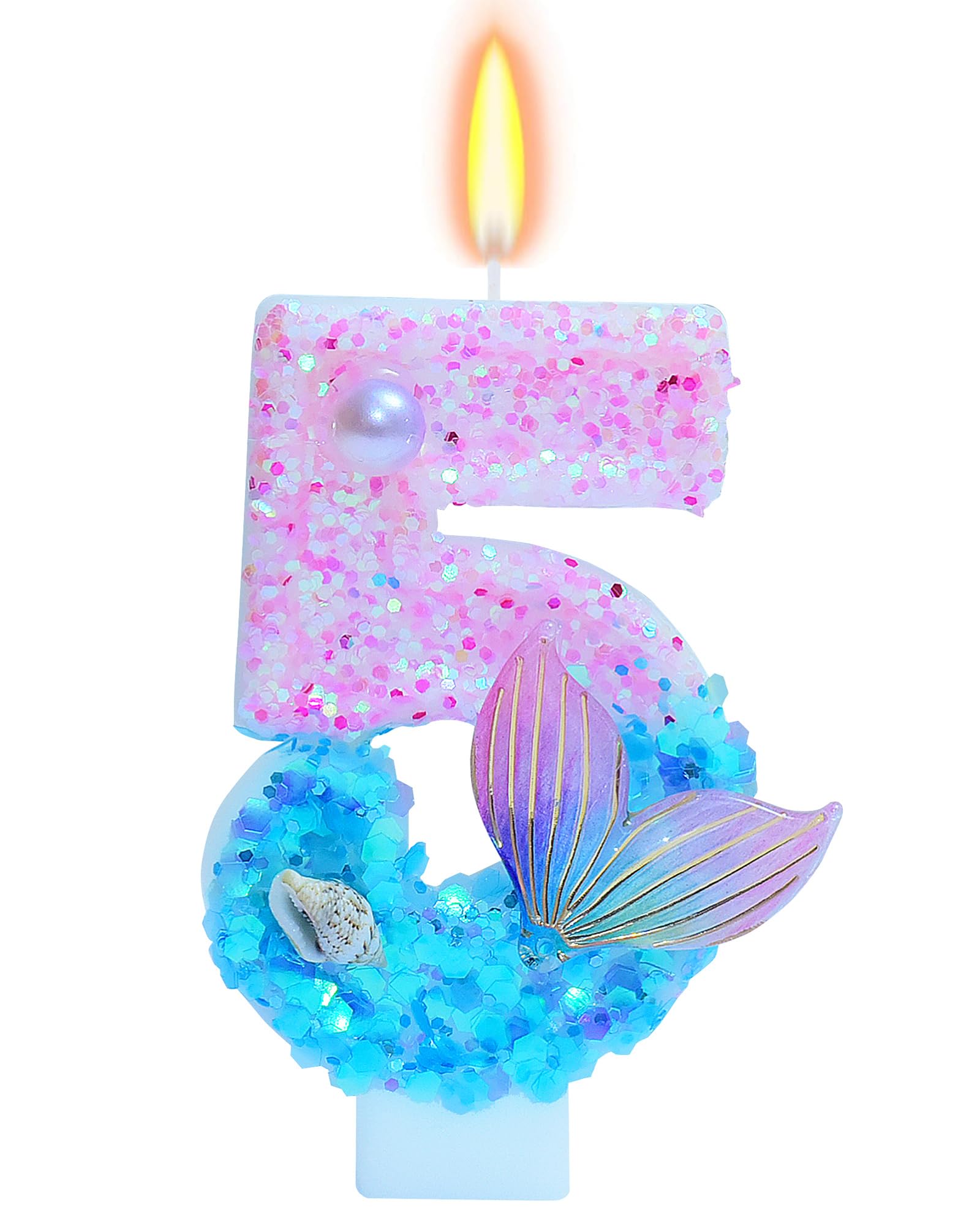 Fauaoy mermaid theme number 5 cake candle adds sparkling charm to birthdays