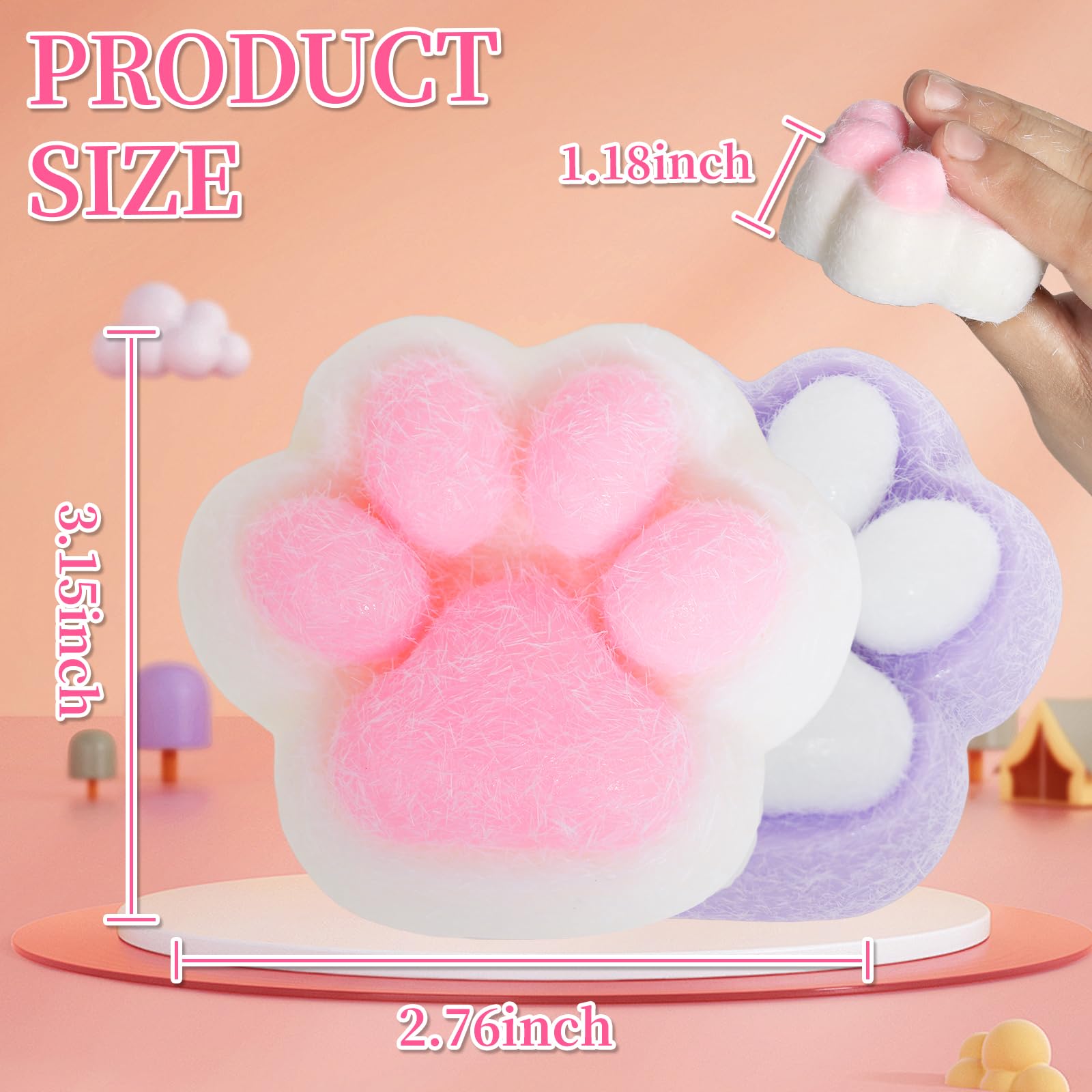 FauKait cat paw squishy side-view highlighting compact portable design