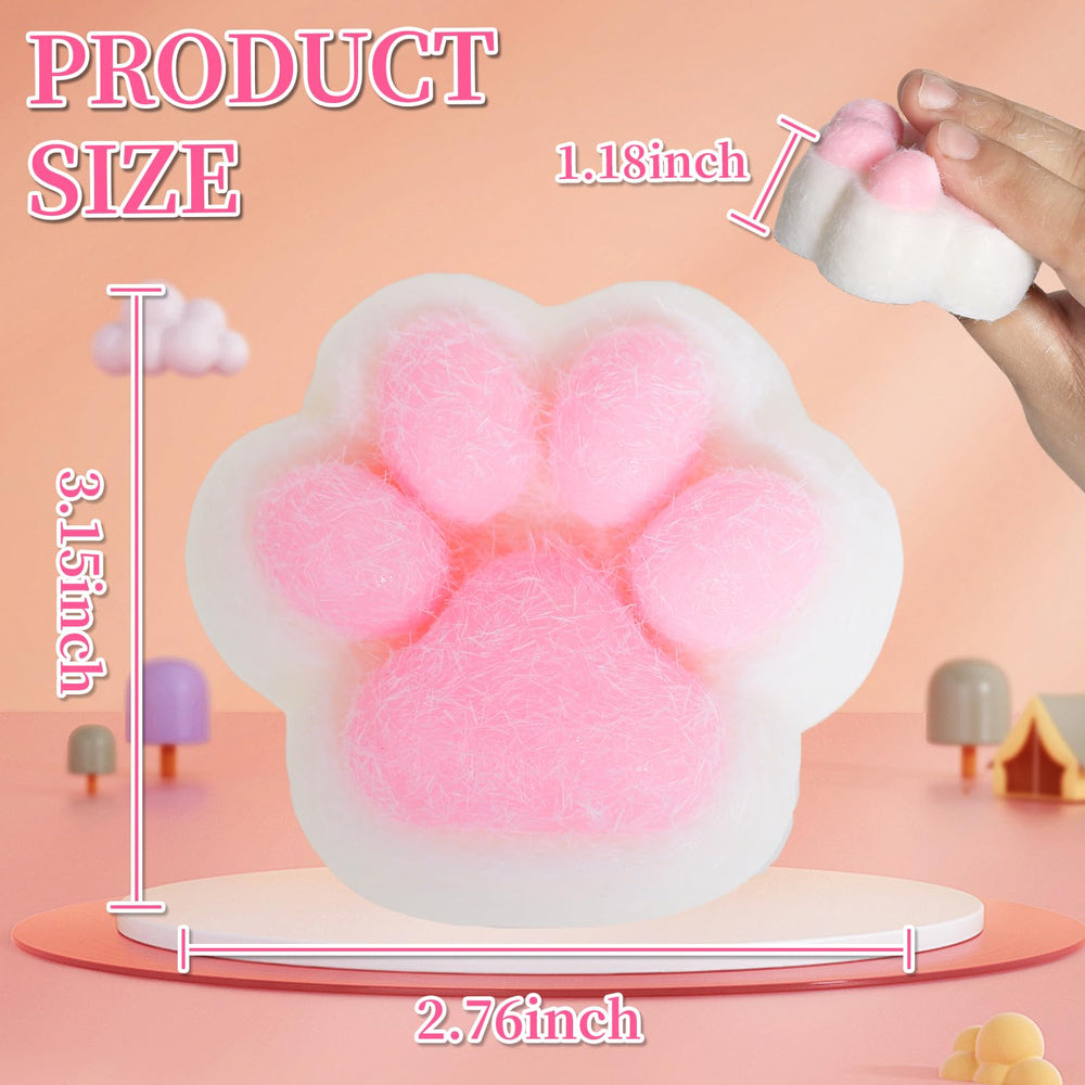 Closeup of FauKait cat paw squishy highlighting palm-sized design
