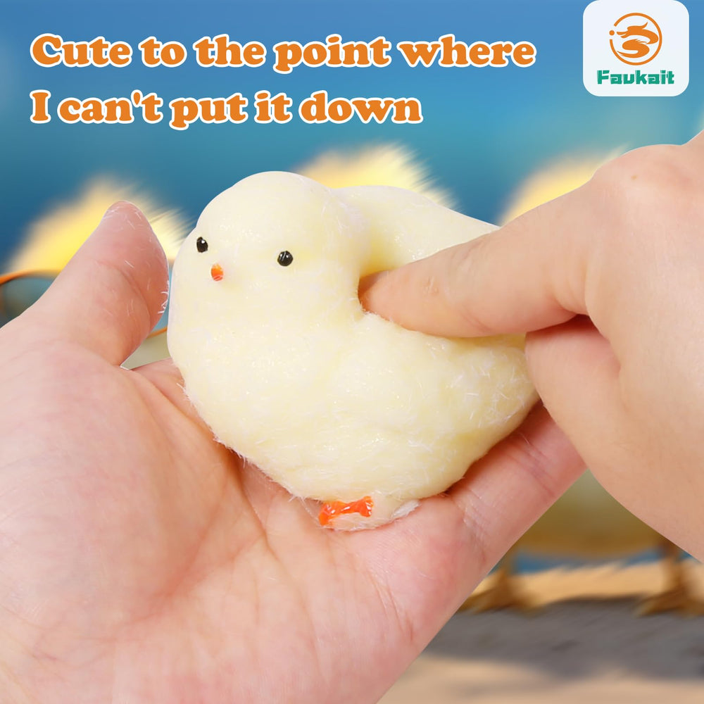 FauKait chick fur-wrap squishy minimizes shedding during squeezes