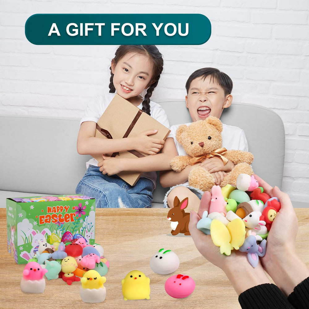 FauKait Easter Mochi Squishy Toys colorful animals fruits spark imaginative pretend play.