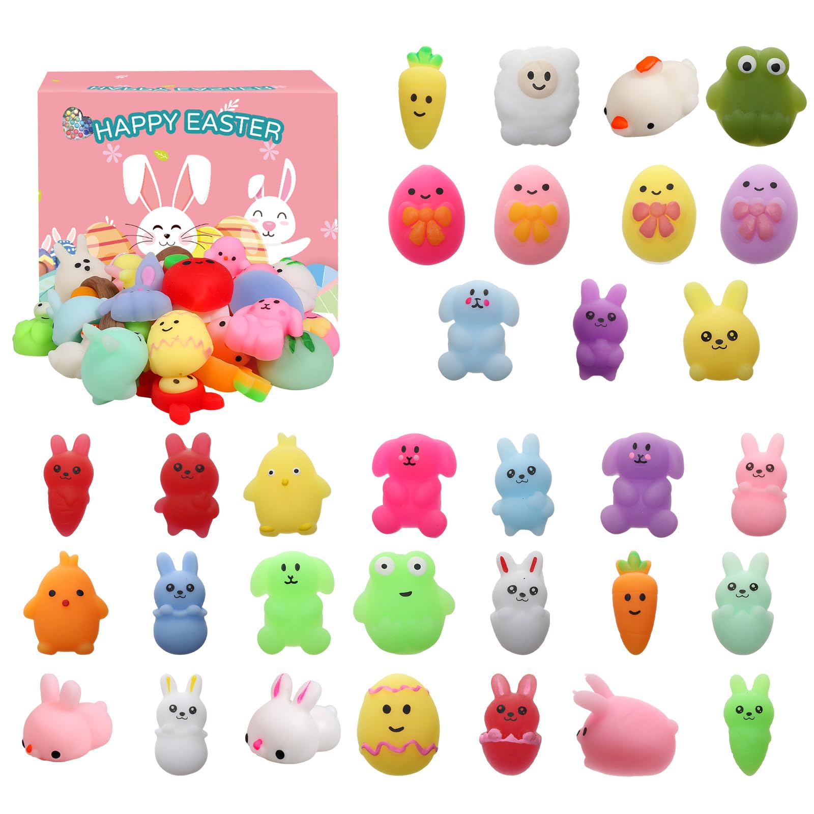 FauKait Easter Mochi Squishy Toys packaging and storage box for easy gifting.