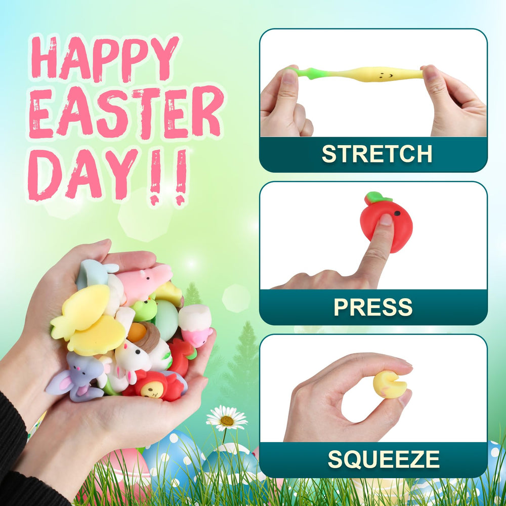 FauKait Easter Mochi Squishy Toys varied shapes captivate kids with colorful play.