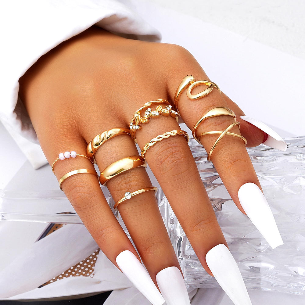 FAXHION diamond-studded stack ring displays glamorous sparkle and dress-up potential.