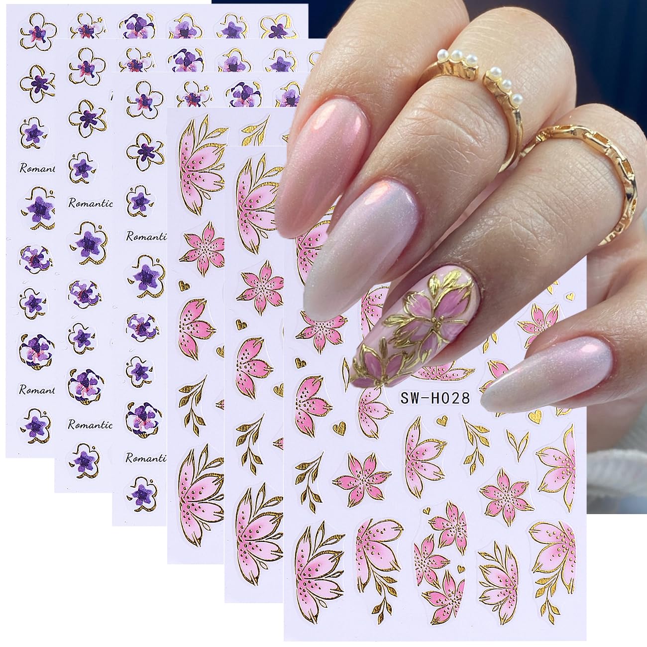 FBABFBUO gold-edge decals versatile design for easy decorative nails