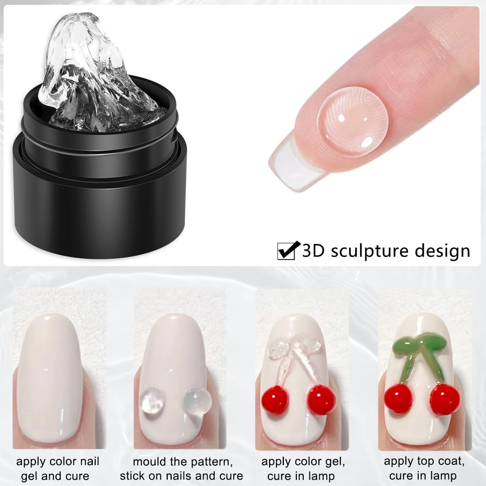 Fcozpjk 3D nail art design options using solid builder gel.
