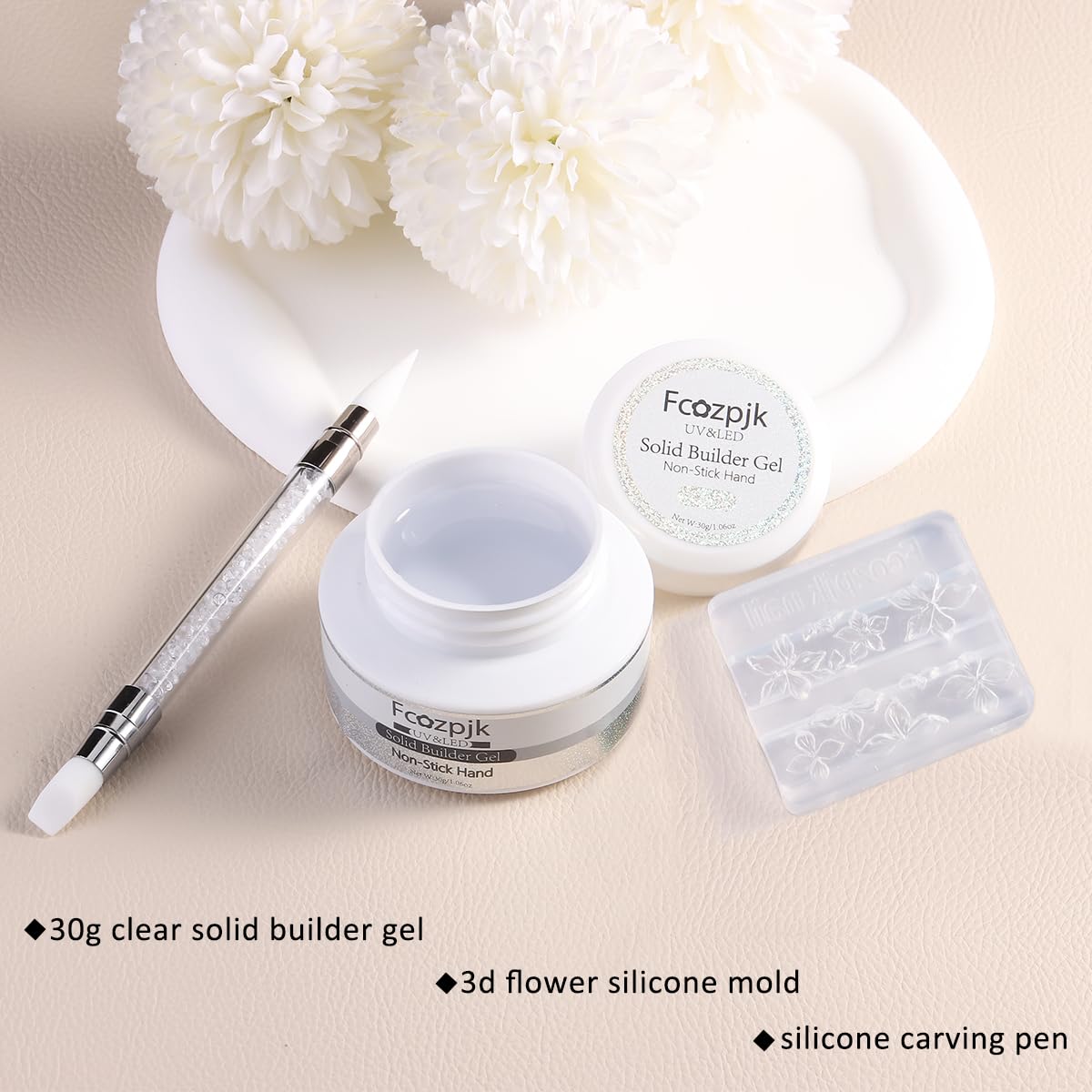 Fcozpjk 3D silicone flower mold enables easy nail charms.