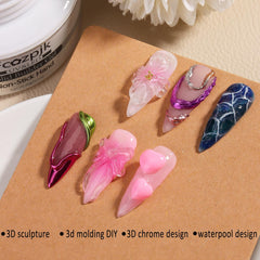 Fcozpjk nail extension and sculpting with 3D gel.