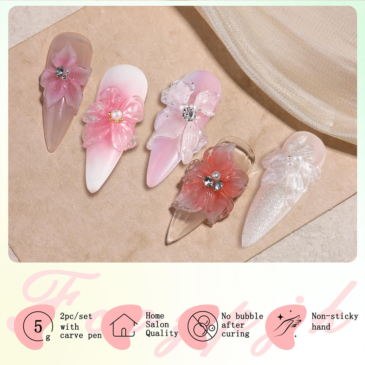 Fcozpjk nail extension with durable gel for long-lasting shine.