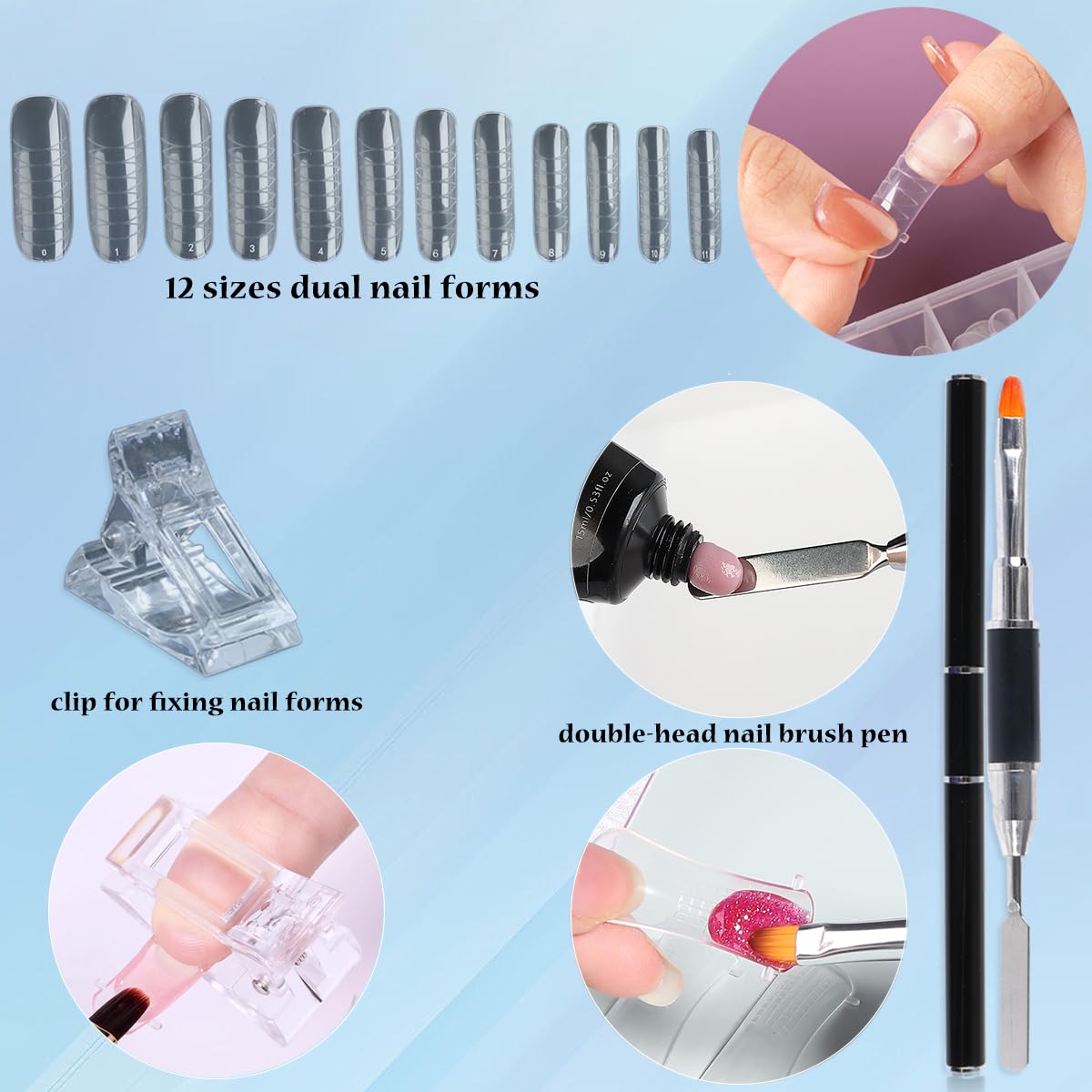 Fcozpjk 60 dual nail forms offer versatile sizes for extensions