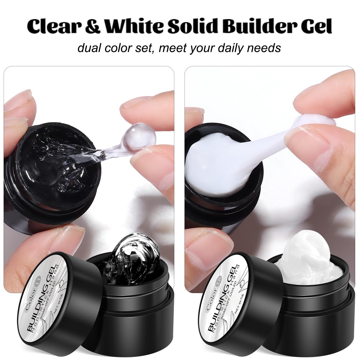 Fcozpjk solid builder gel white for crisp 3D accents and nail art.