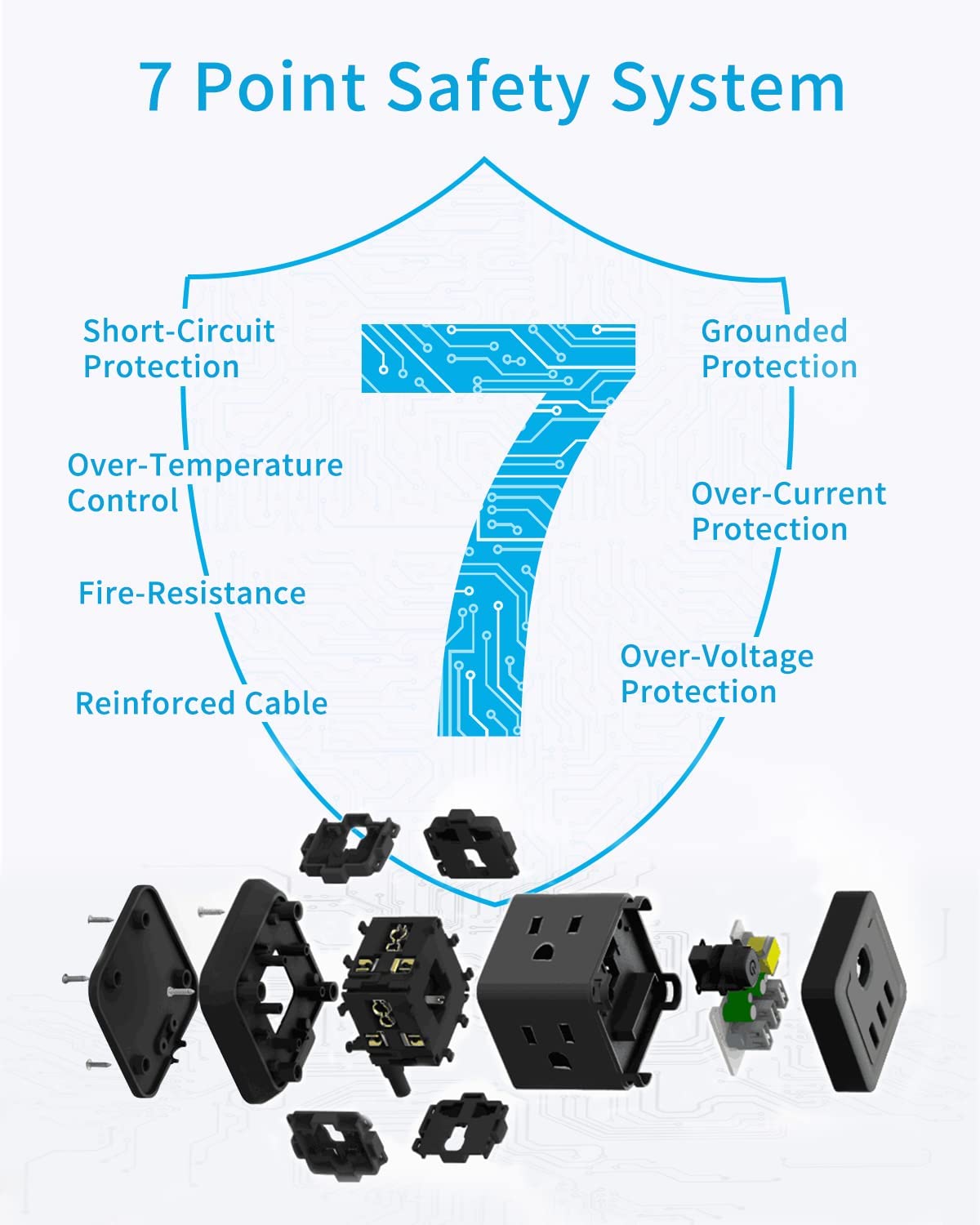 FDTEK compact desktop power strip for home and office.