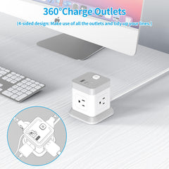 FDTEK power strip flat plug design for easy access behind furniture