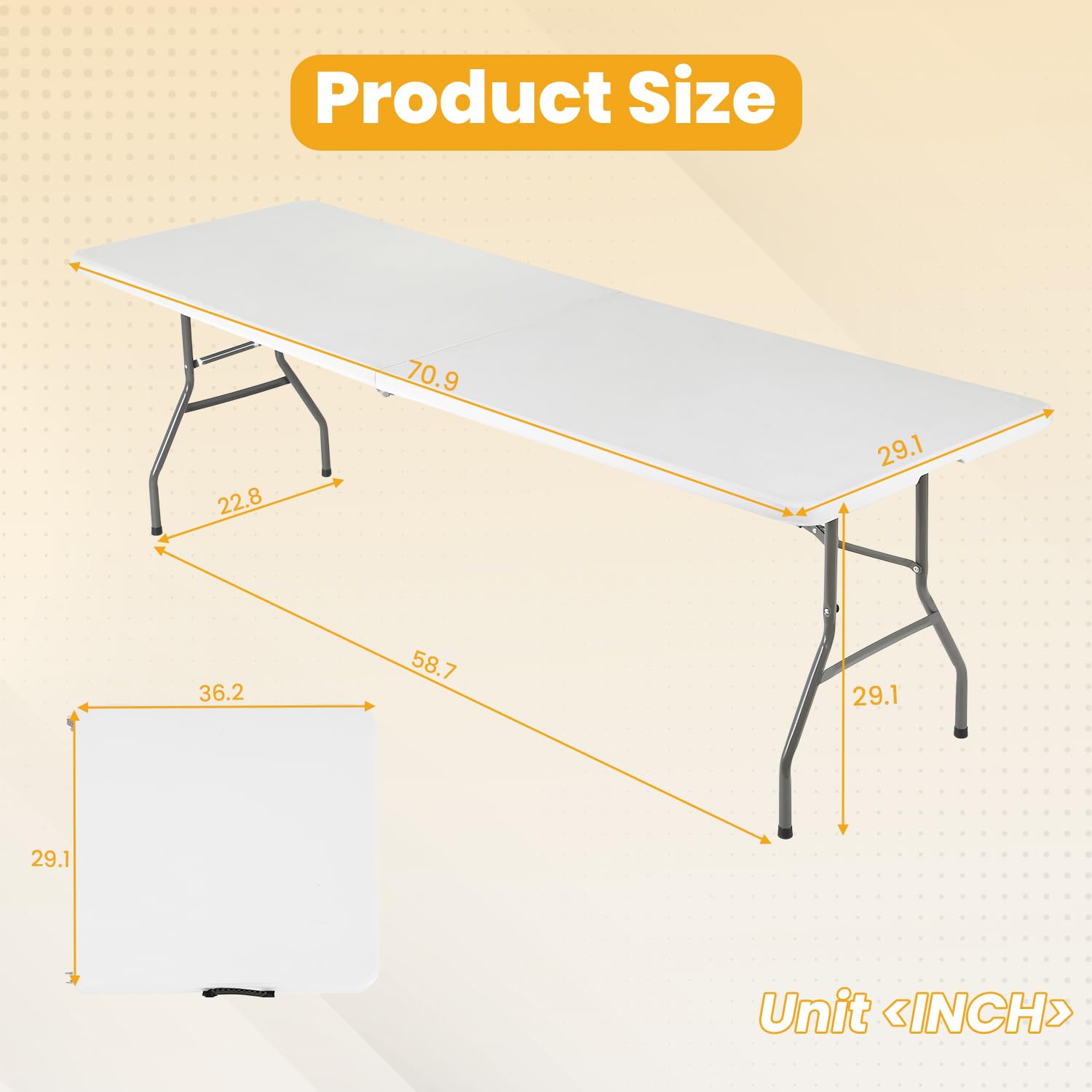FDW 6FT folding table carry-handle enables easy transport at events