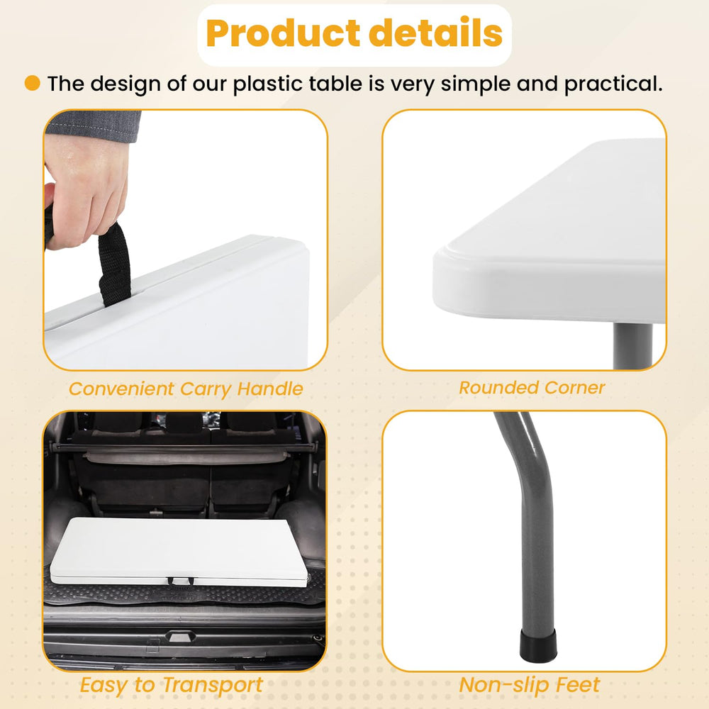 FDW 6FT folding table folds compact for storage
