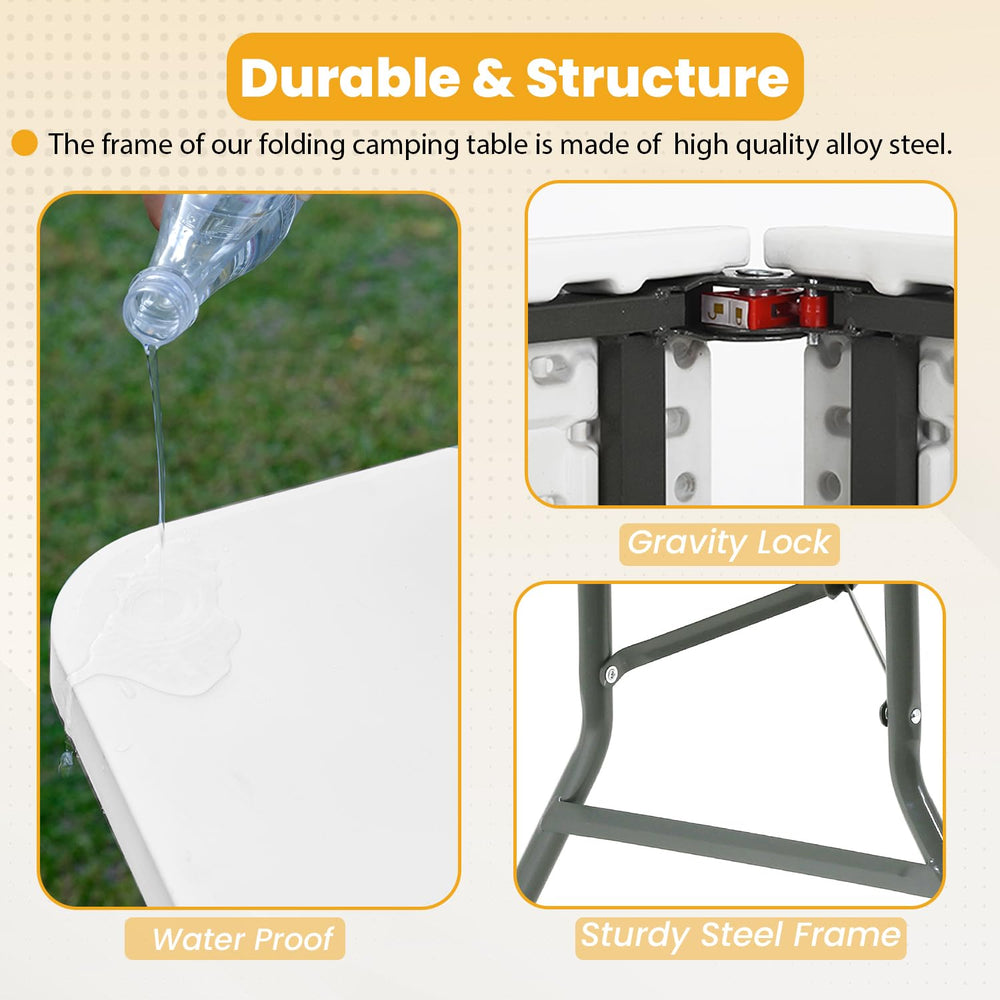 FDW 6FT folding table outdoor party setup with chairs