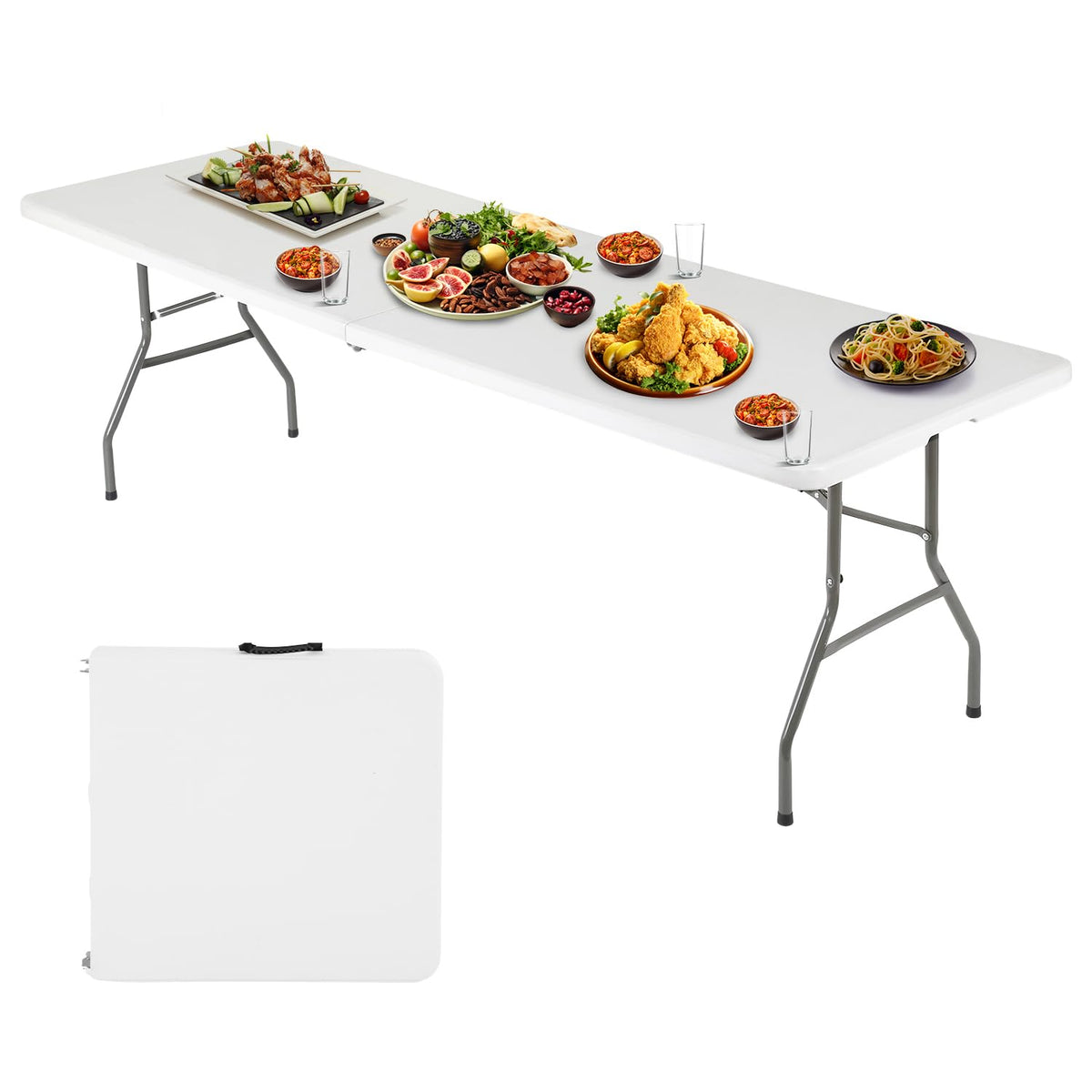 FDW 6FT folding table top provides a durable surface for meals