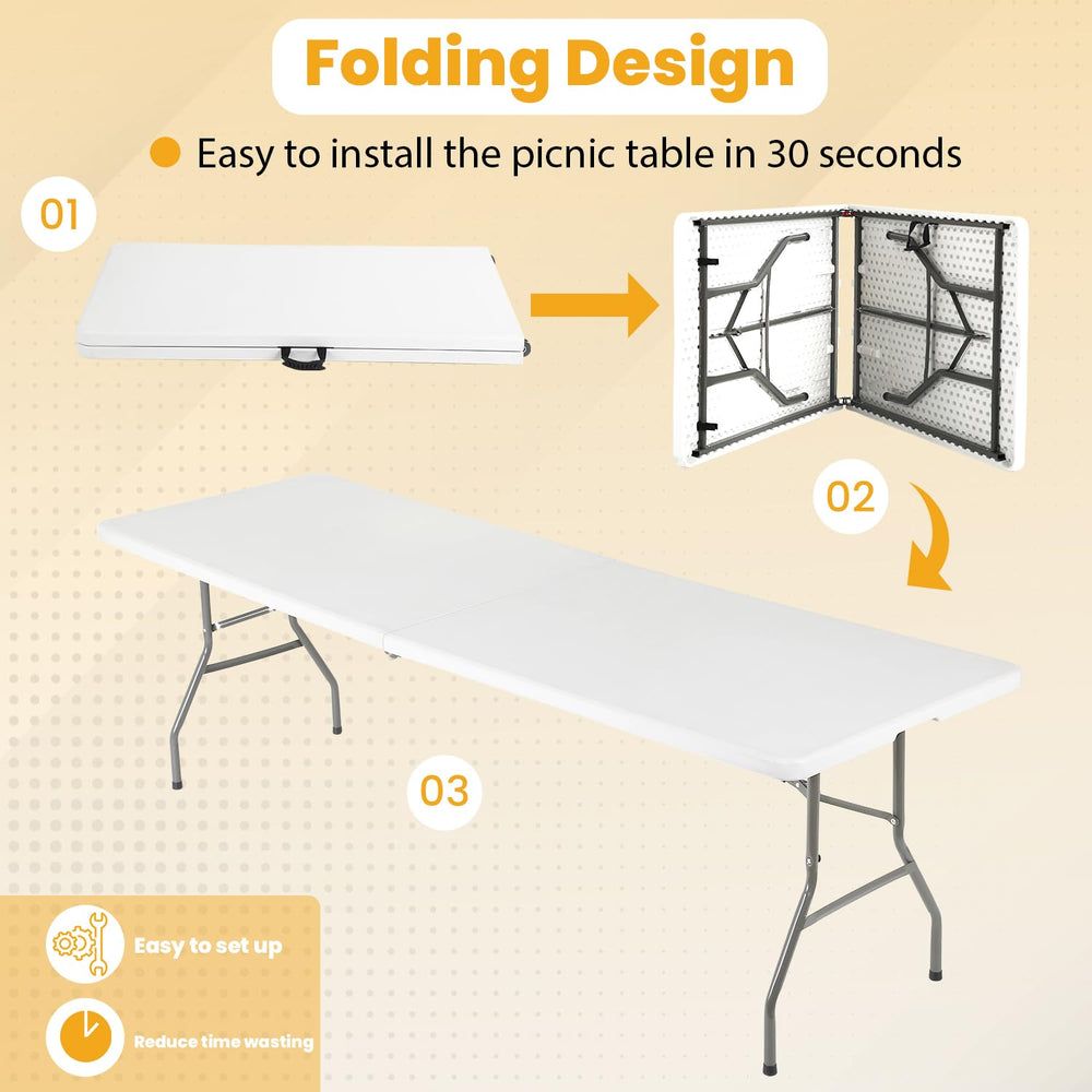 FDW 6FT folding table waterproof top resists spills outdoors
