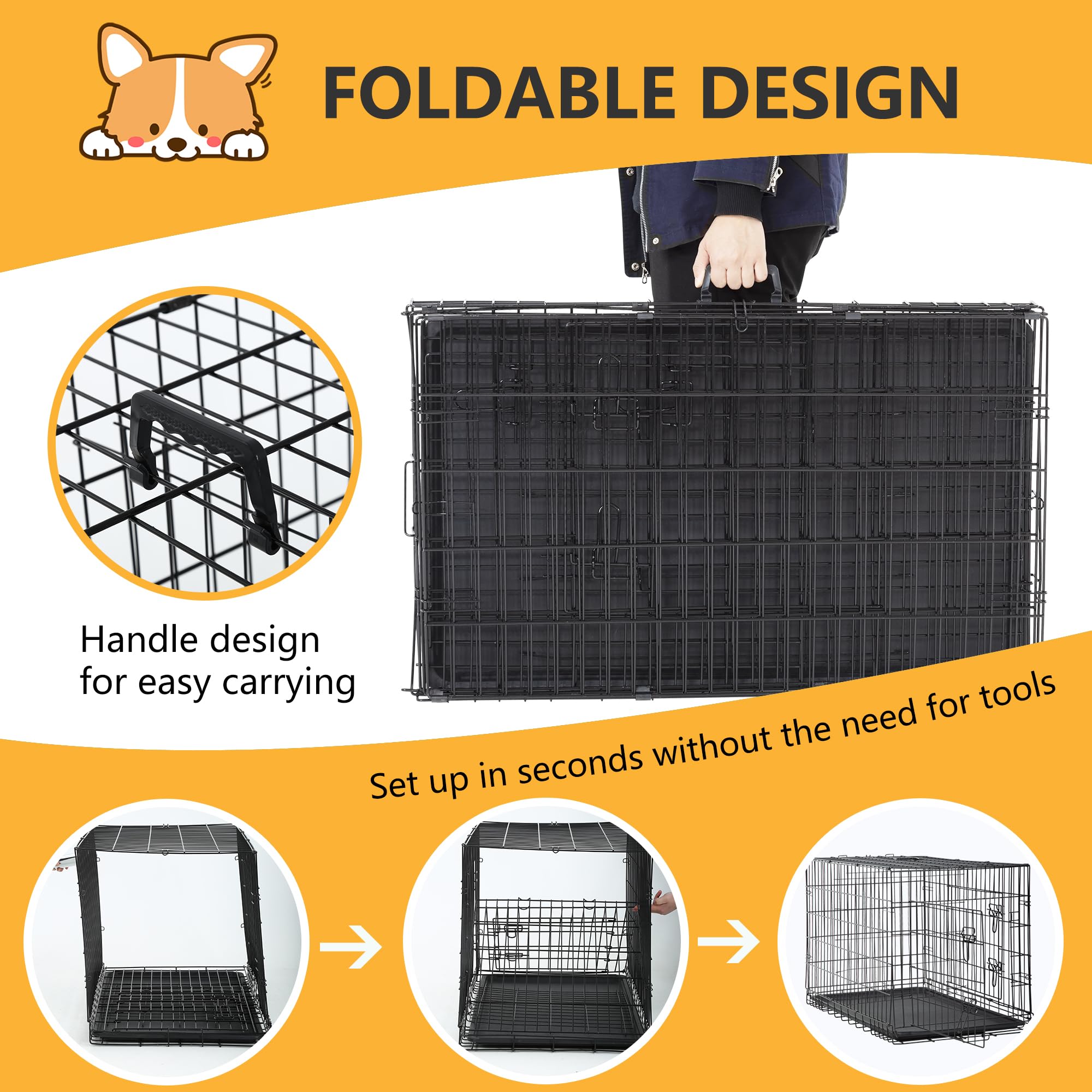 FDW black metal crate ideal for travel and compact storage.