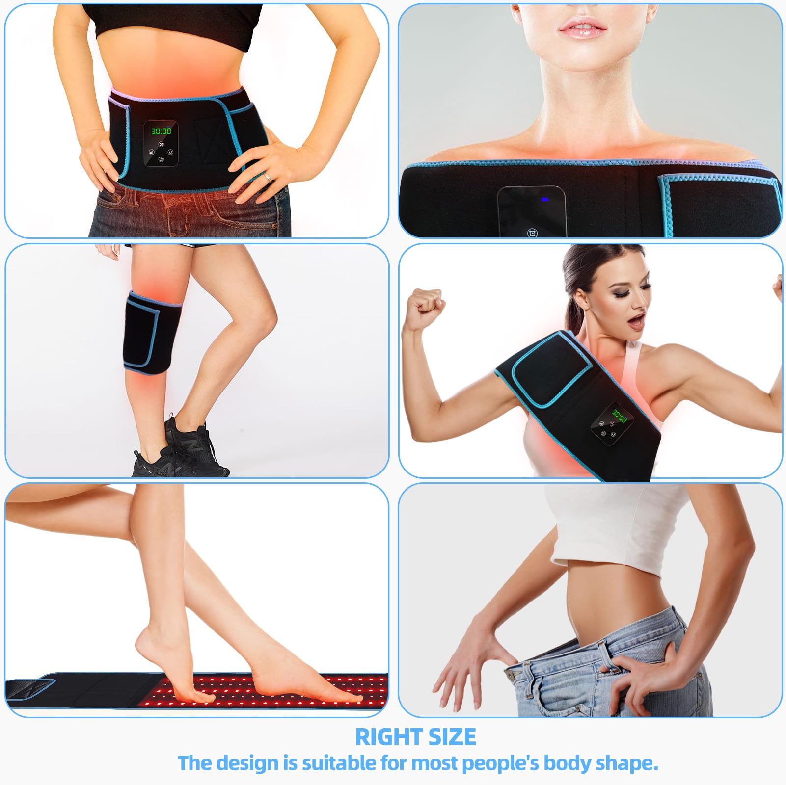 Feangli belt in use on knee shows versatile area coverage