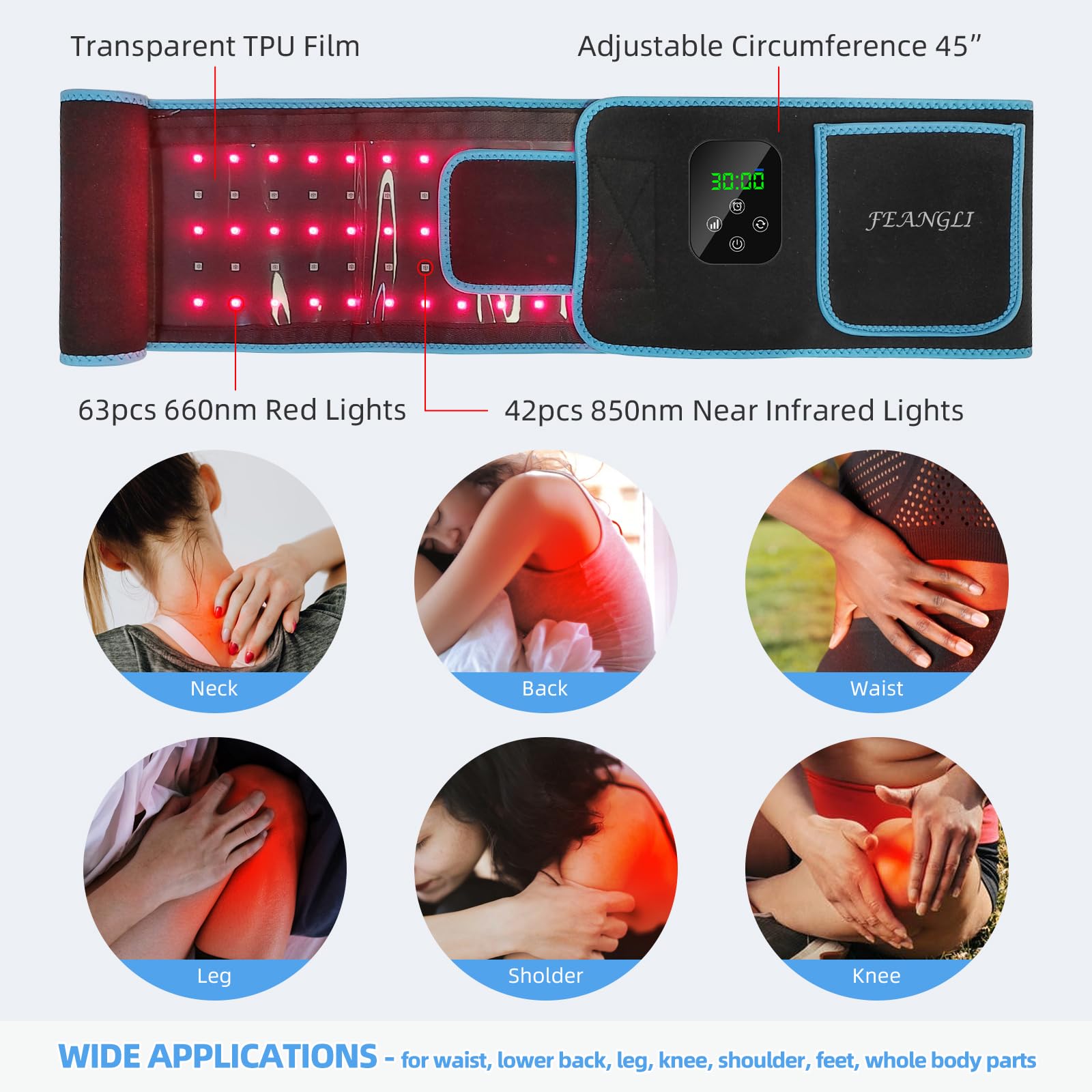 Feangli belt TPU cover close-up highlights skin-friendly, sweat-resistant layer