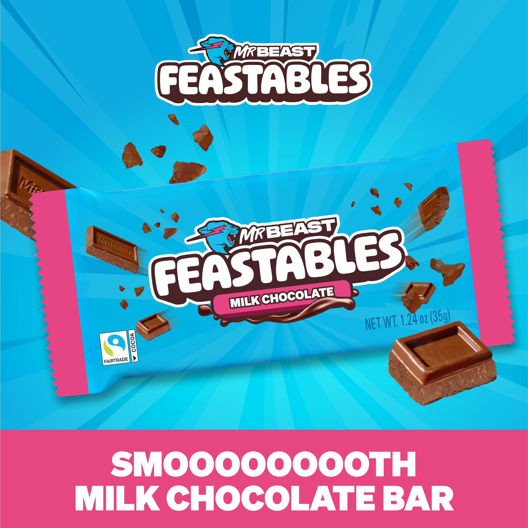 Feastables MrBeast bar individual wrapped, convenient for lunchbox
