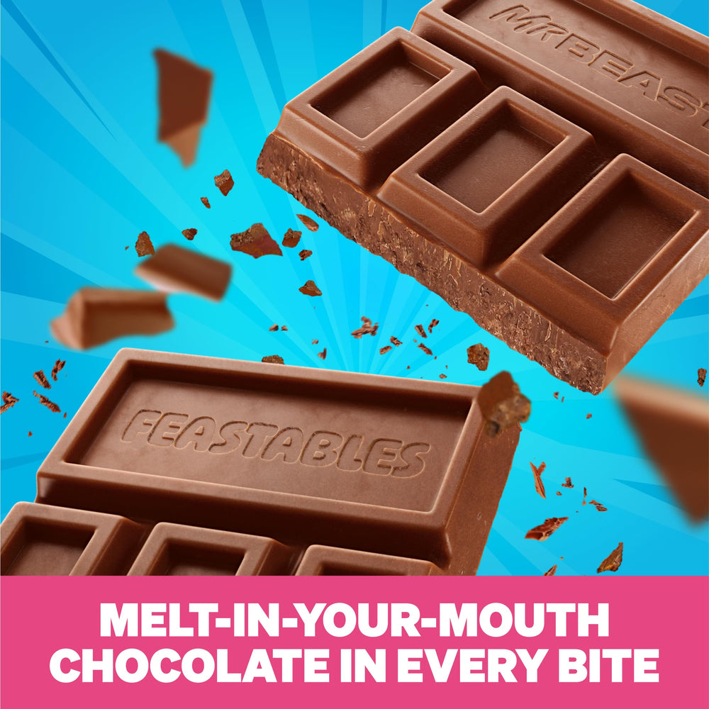 Feastables MrBeast bar unwrapped shows creamy melt and texture