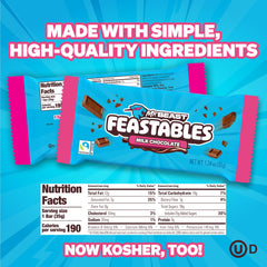 Feastables MrBeast box back detailing nutrition and fairtrade ethics