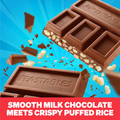 Feastables MrBeast Milk Chocolate Crunch Bar shows Fairtrade cocoa seal.