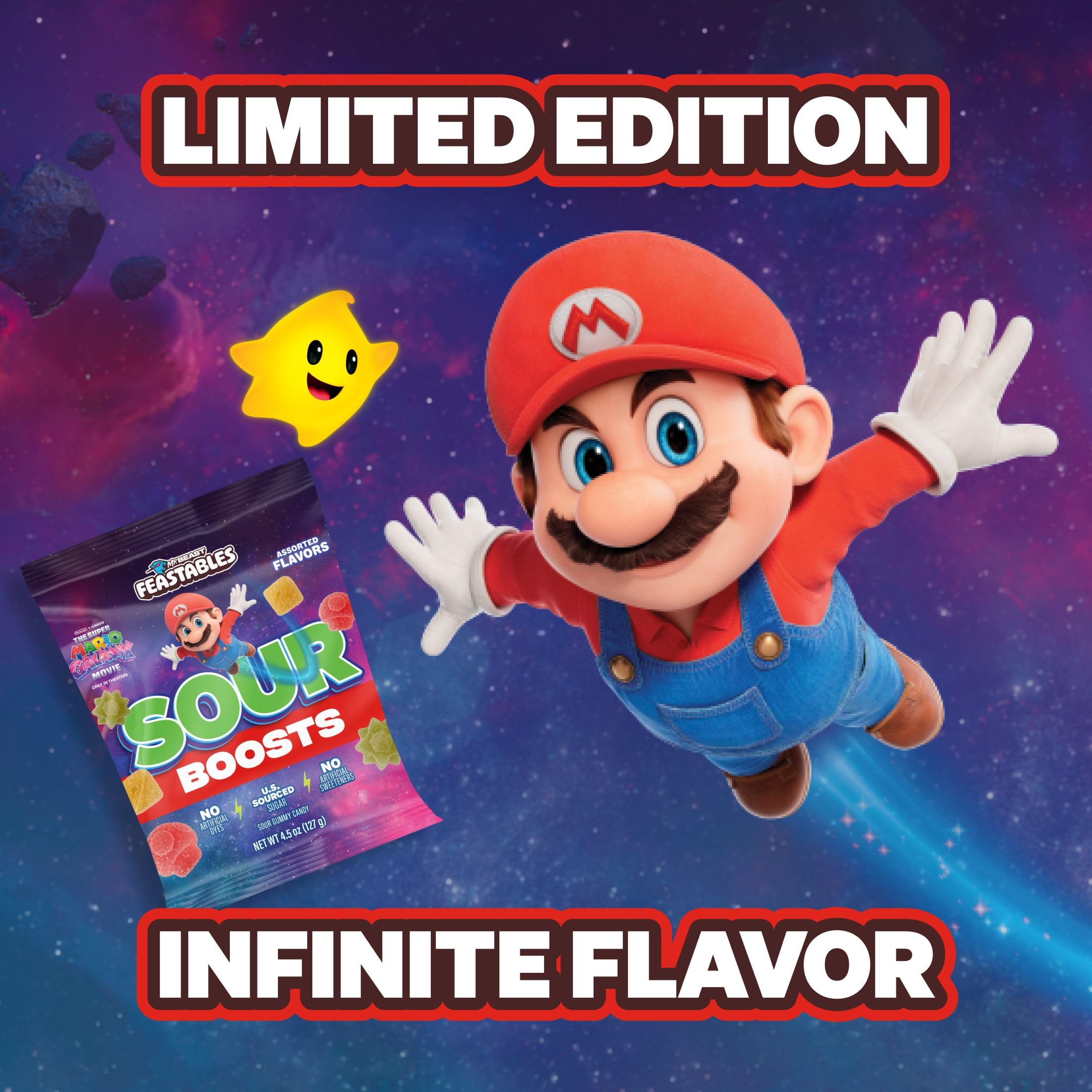 Feastables MrBeast Sour Boosts ingredients emphasize ethically sourced U.S. sugar and clean flavor