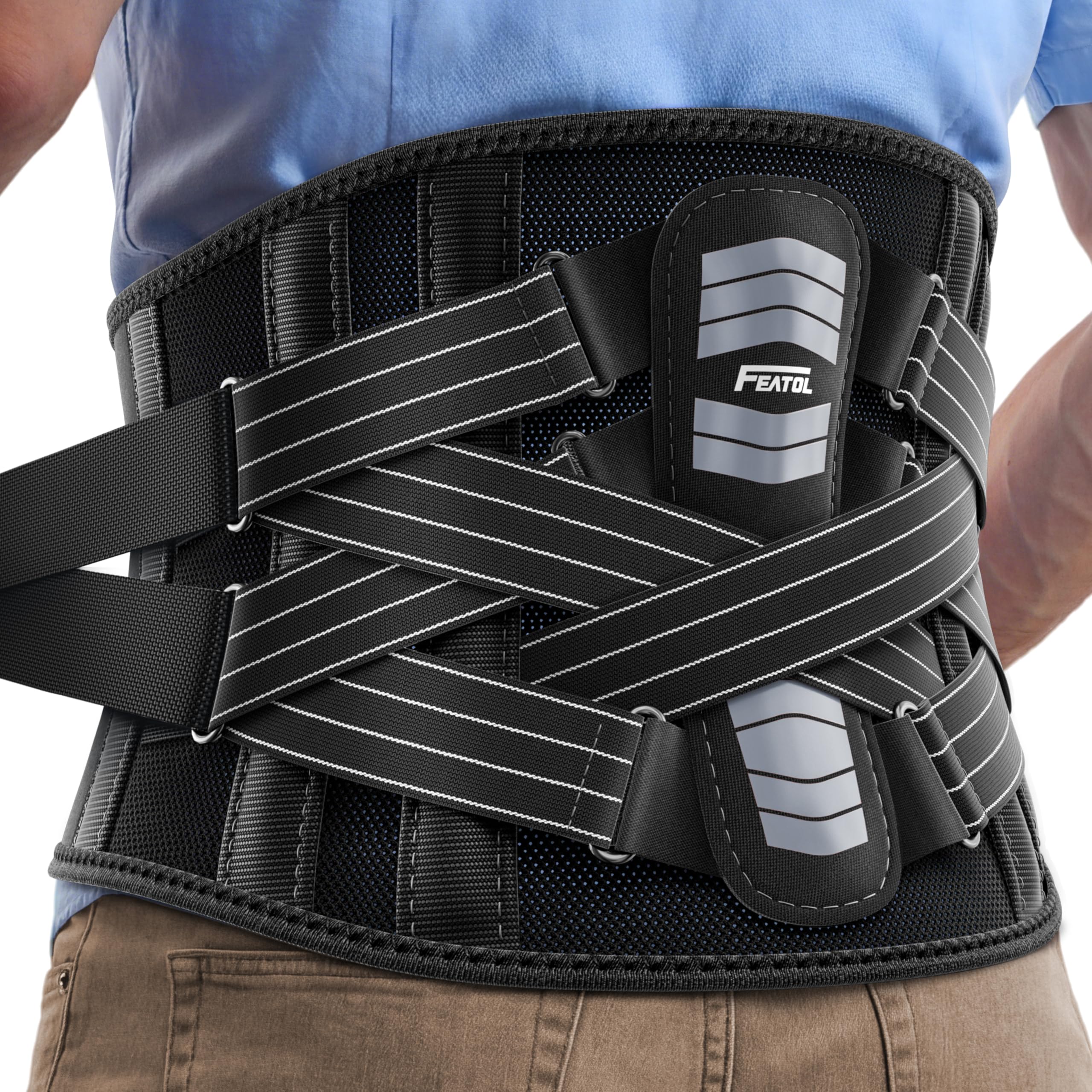 FEATOL back brace with the 360 snug-fit system for stable lumbar support.