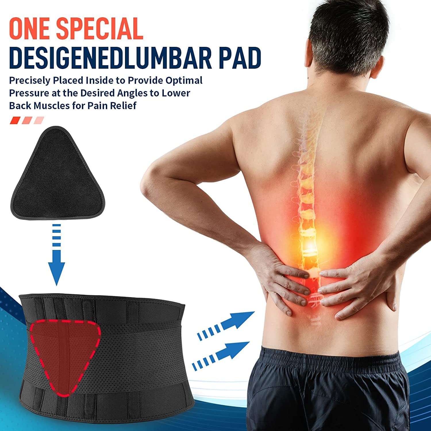 FEATOL back brace adjustable strap demonstrates customizable, secure fit.