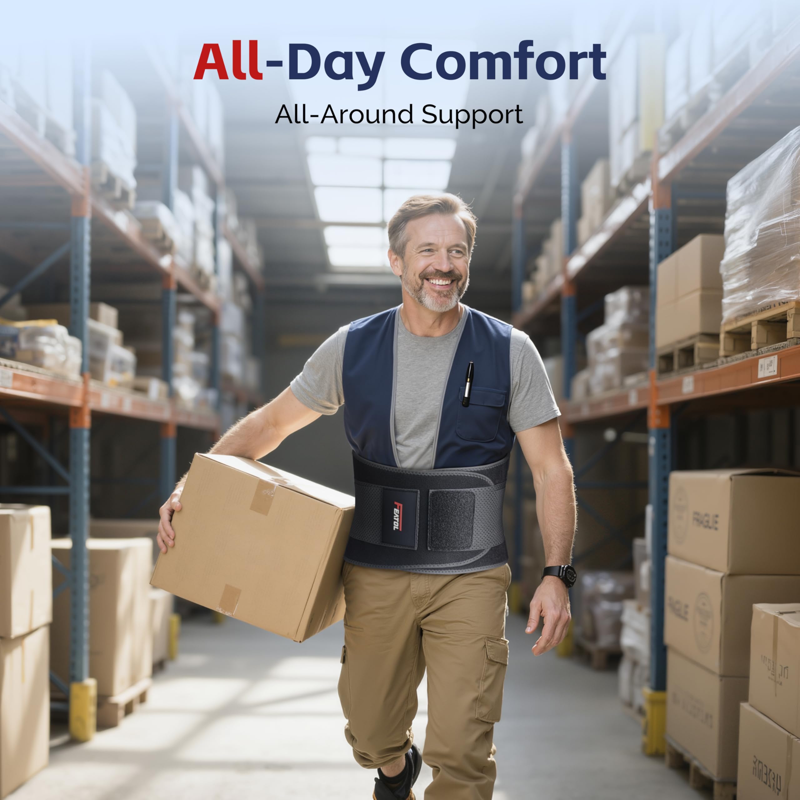 FEATOL plus size L/XL back brace for comfortable fit