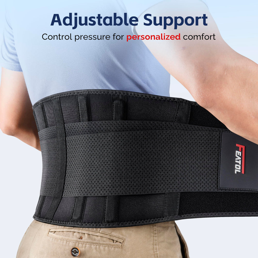 FEATOL back brace with removable lumbar pad for customizable support