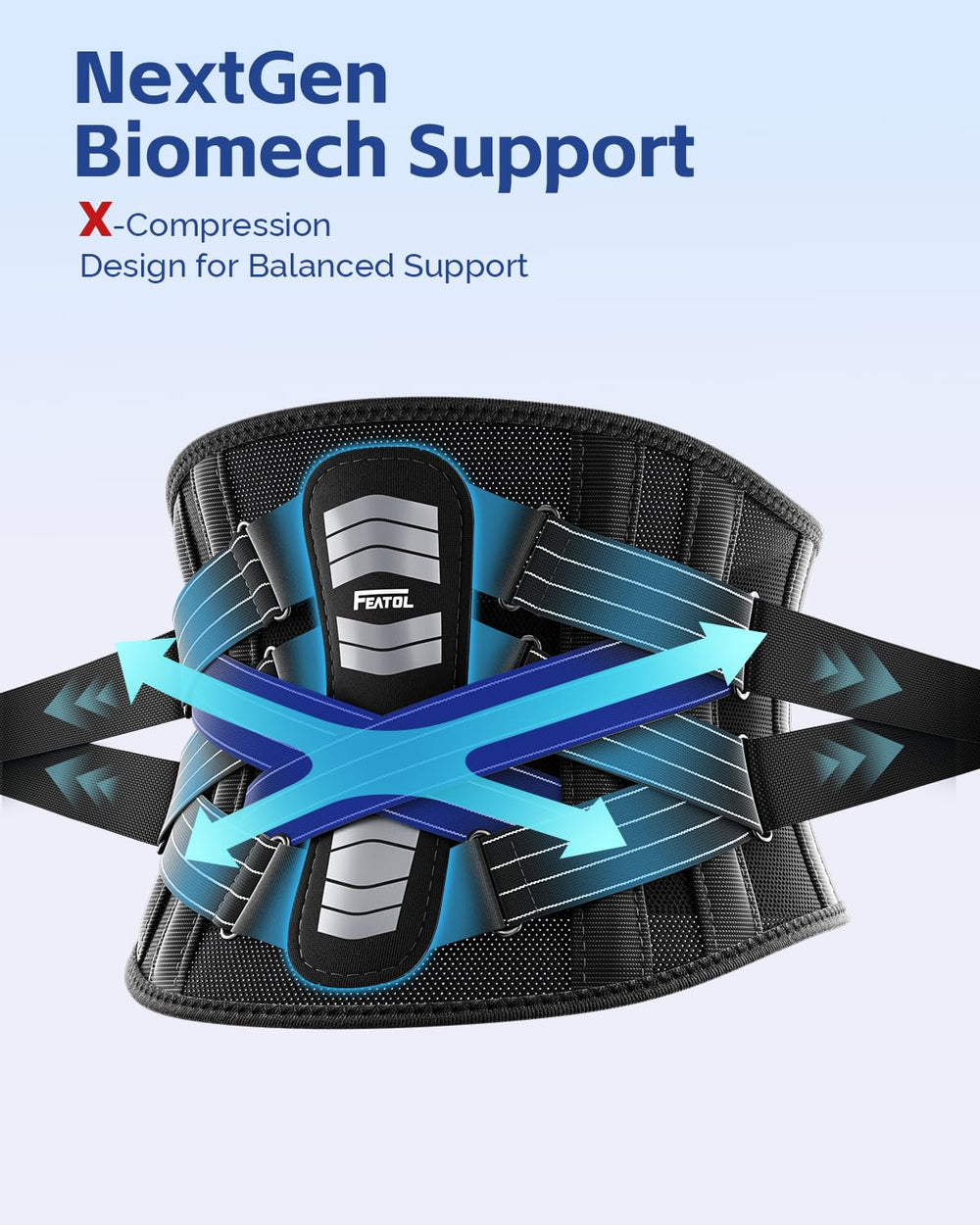 FEATOL X-Compression design evenly distributes pressure for improved posture.