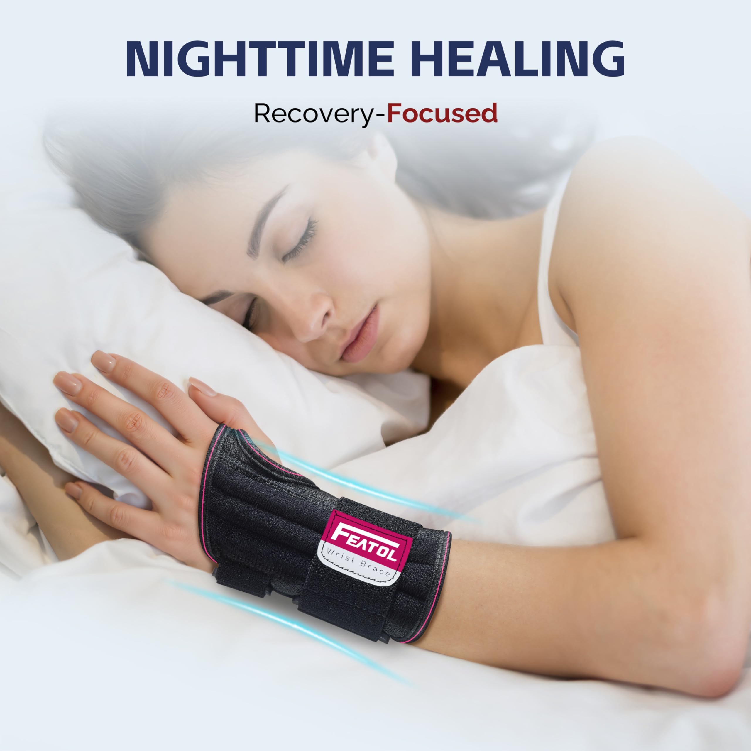 FEATOL Wrist brace featuring removable metal splint for stable support.