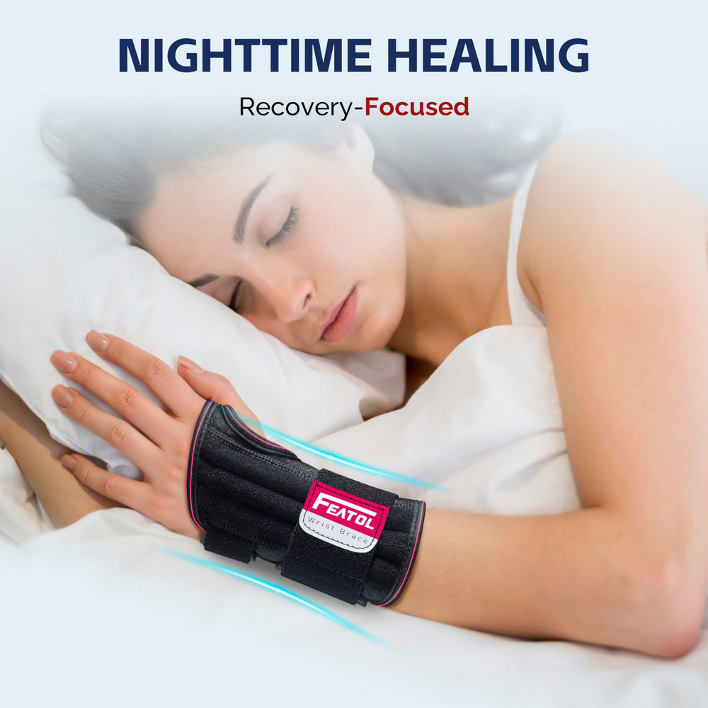 FEATOL Wrist brace featuring removable metal splint for stable support.