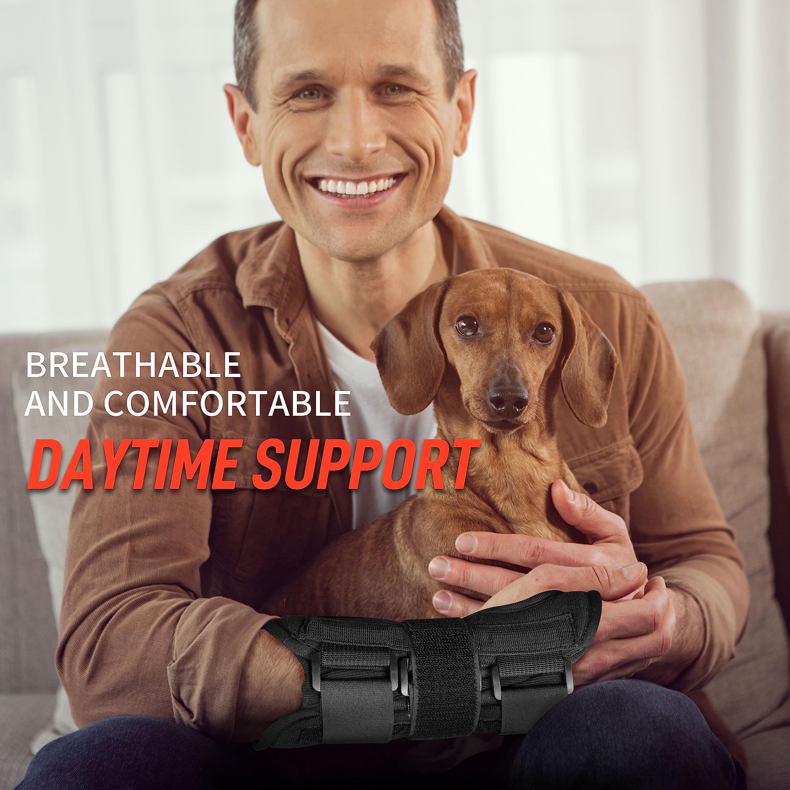 FEATOL wrist brace right hand demonstrates fit for right handed users