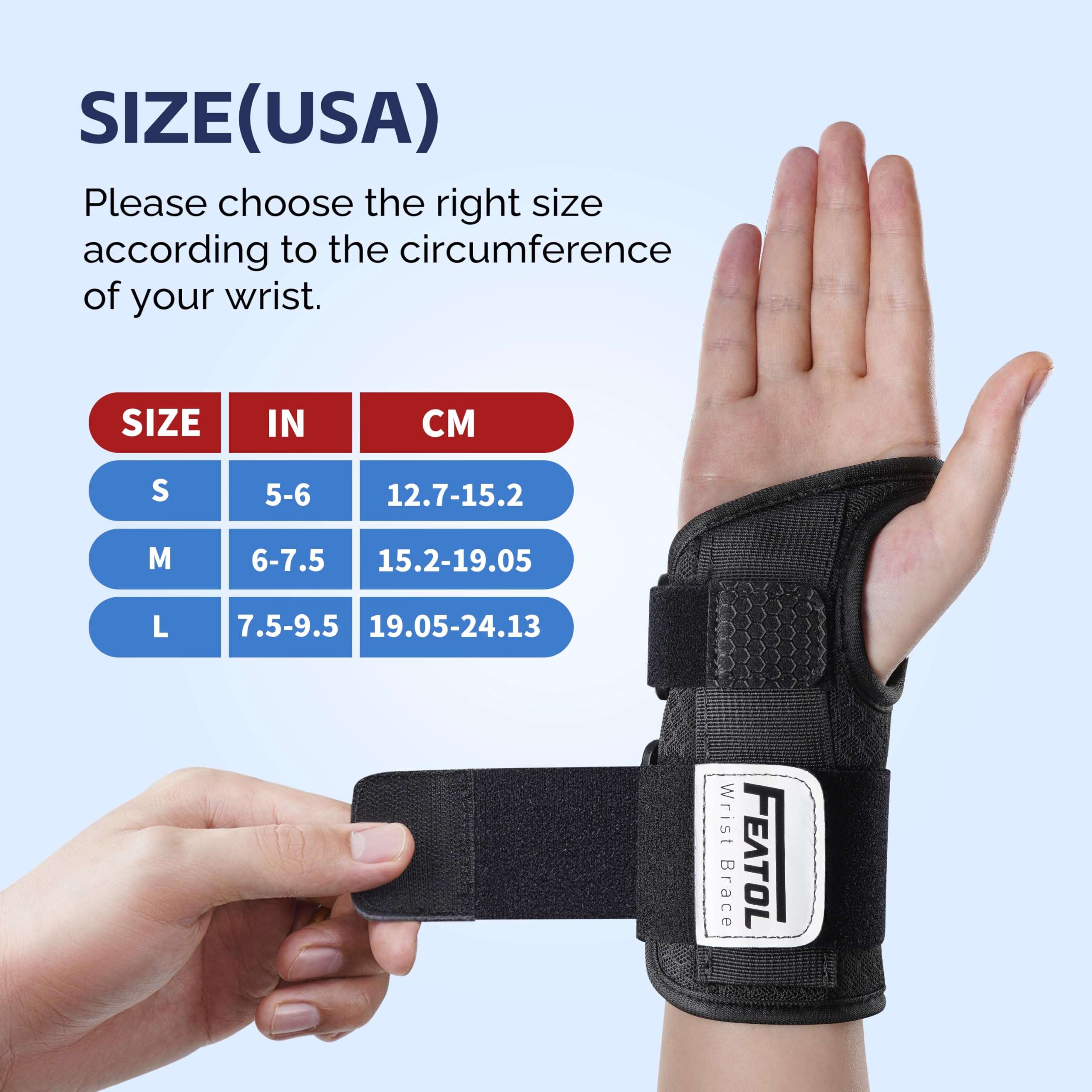 FEATOL wrist brace designed for work and typing tasks