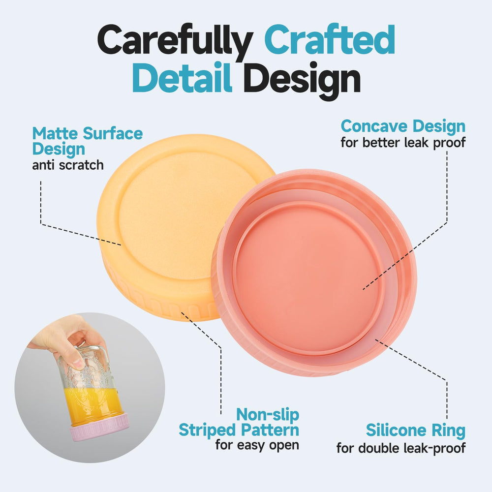 FEBABACI concave-design stackable lids help space-saving jar stacking.