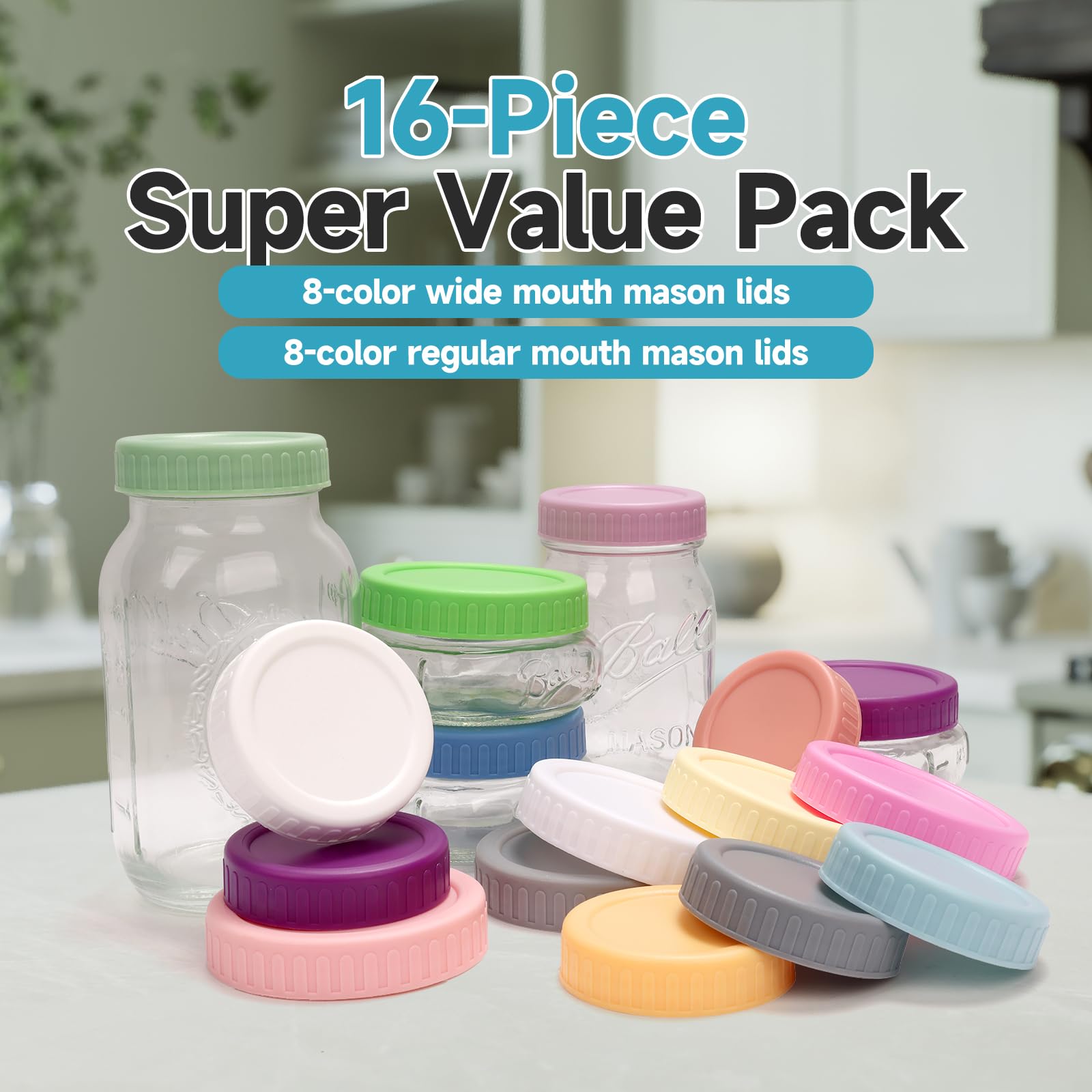 FEBABACI Nordic-color lids add stylish touch to canning jars.