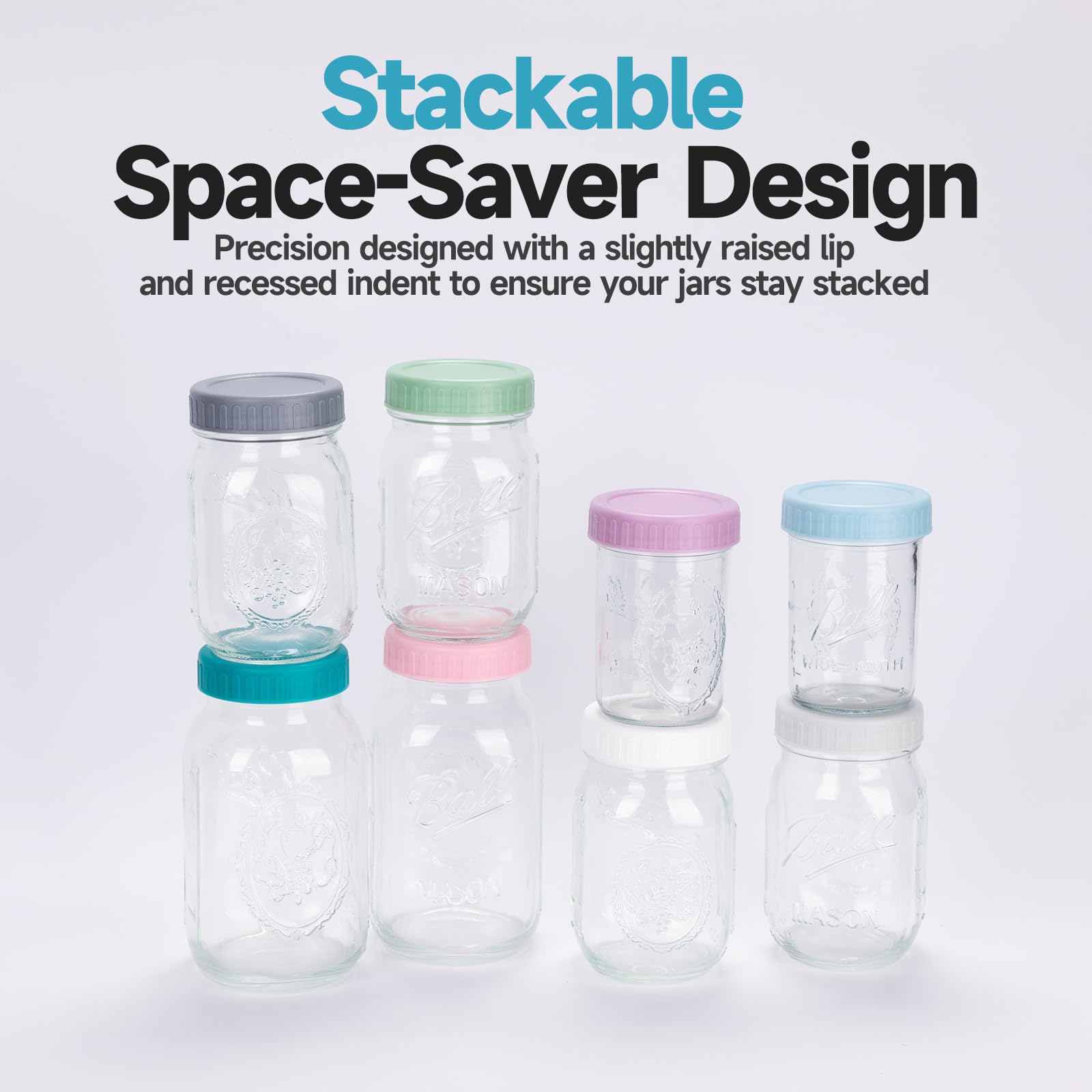 FEBABACI BPA-free food-grade PP lids, thickened for durability.