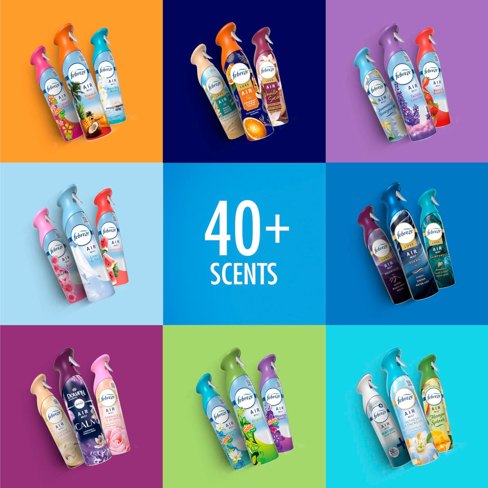 Febreze Air Mist Bora Bora Waters tropical notes of leafy greens and melon.