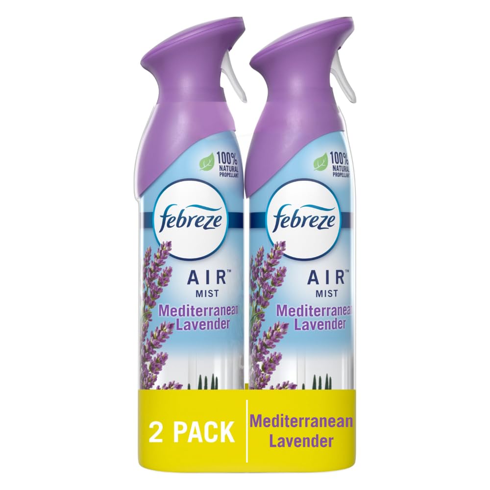 Febreze Air Mist Mediterranean Lavender bottle for lasting room freshness