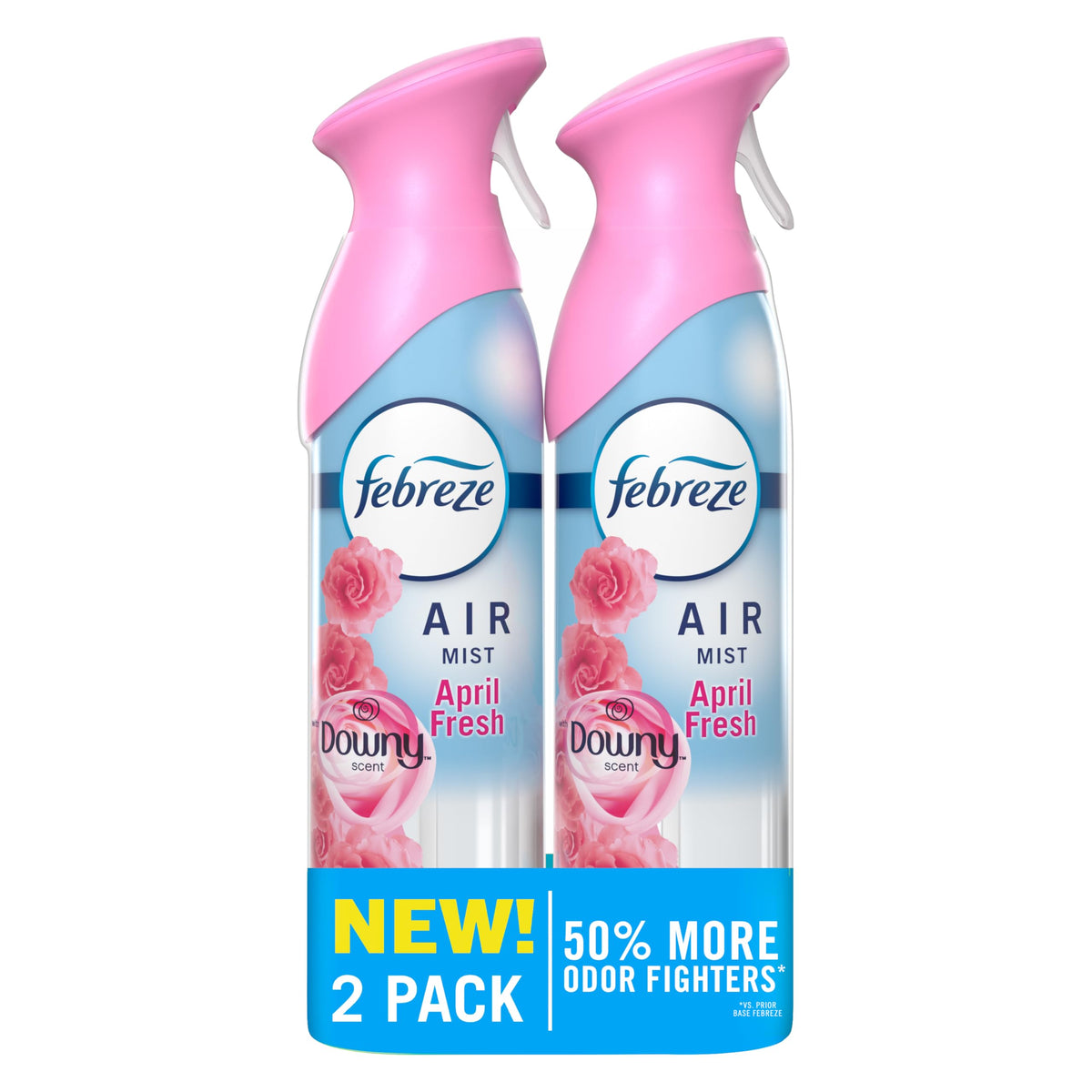 Febreze Air Mist bottle releasing Downy April Fresh scent for a clean room refresh.