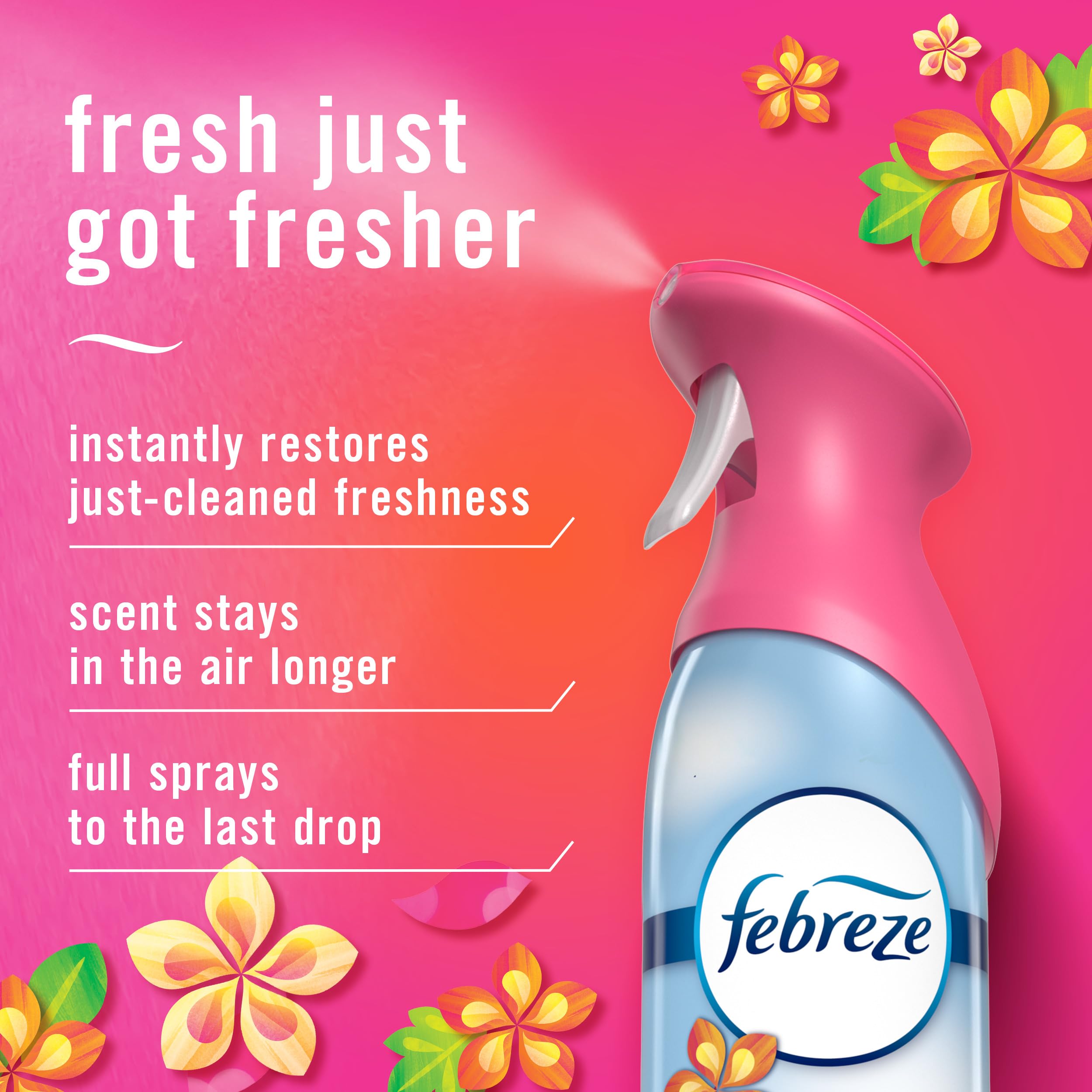 Febreze Air Mist fine mist spreads quickly to refresh rooms.